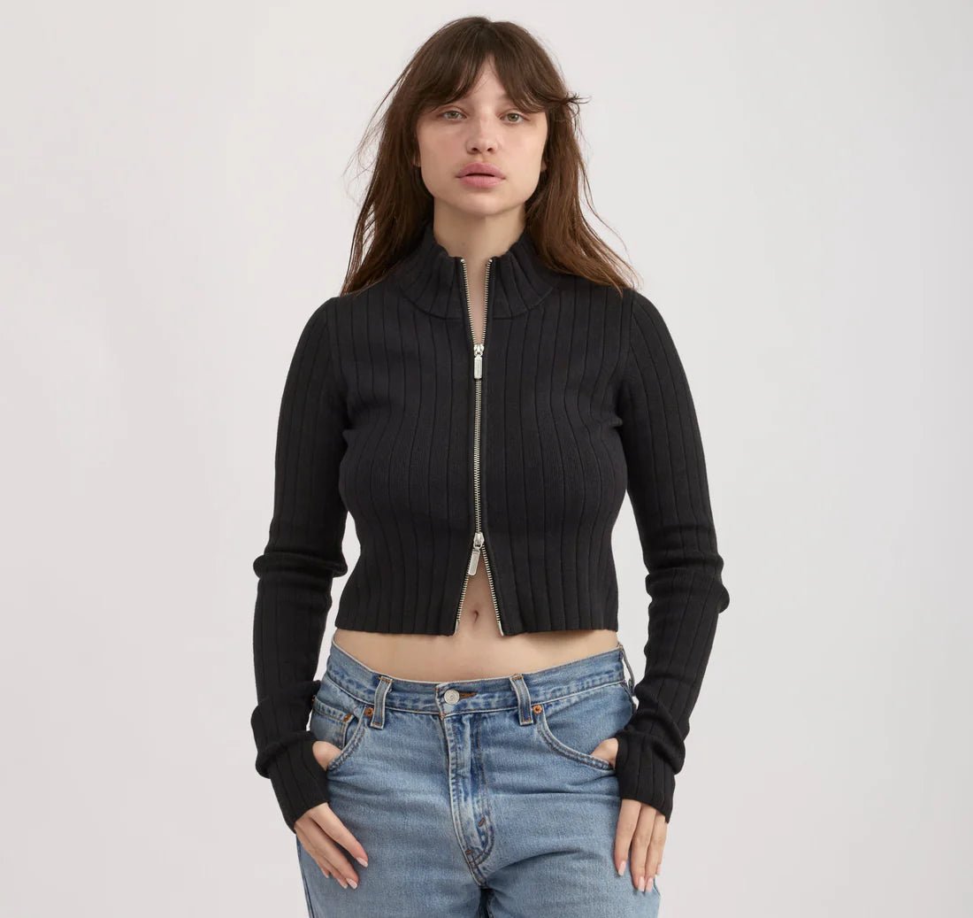 Soft Knit Rib Track Jacket - Organic Cotton - Free Living Co