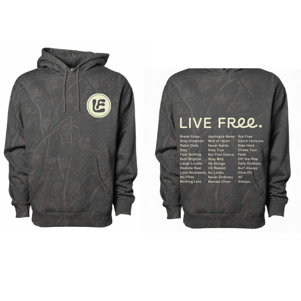 Live Free, Always * - Darkwood Camo Heavyweight Hoodie