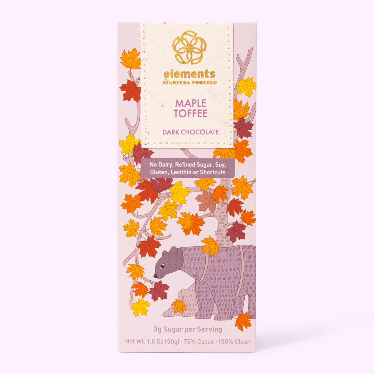 Maple Toffee 75% Dark Chocolate Bar