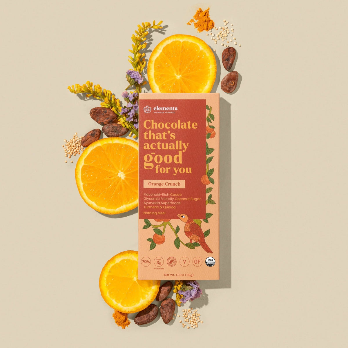Orange Crunch 70% Dark Chocolate Bar