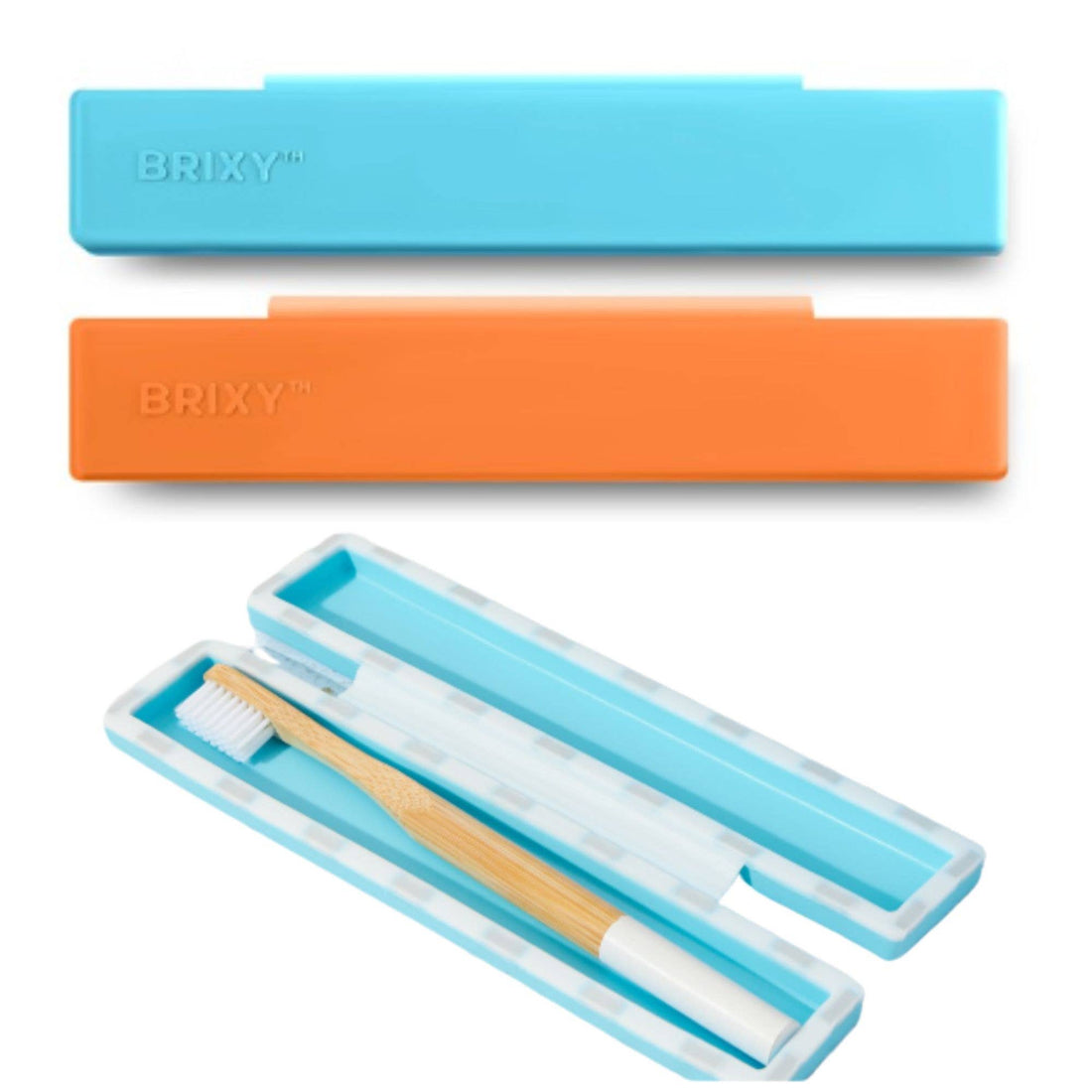 Silicone Toothbrush Travel Containers - Blue, Orange - Free Living Co